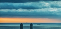 Olympic Towers at Dawn, Barcelona, 2015