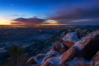 Fingernail Moon Above Denver, Bear Peak, Colorado, 2014