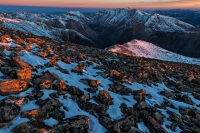 First Light on Mt Massive, from Mt Elbert, Colorado, 2014